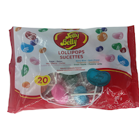 Jelly Belly Jelly Bean Flavoured Lollipops, 6 Assorted Jelly Bean Flavours, 20-pk Laydown Bag