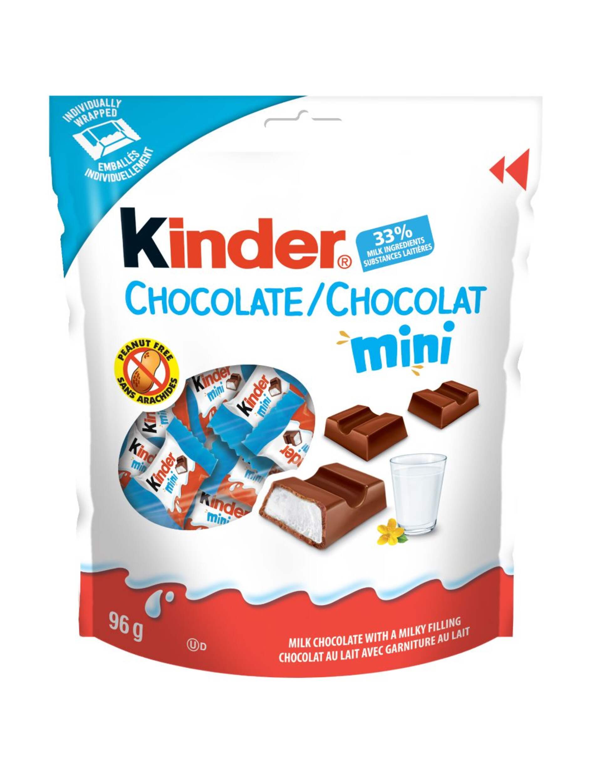 Kinder Chocolate Mini Milk Chocolates, Creamy Milk Filling, 96-g Front_Flat