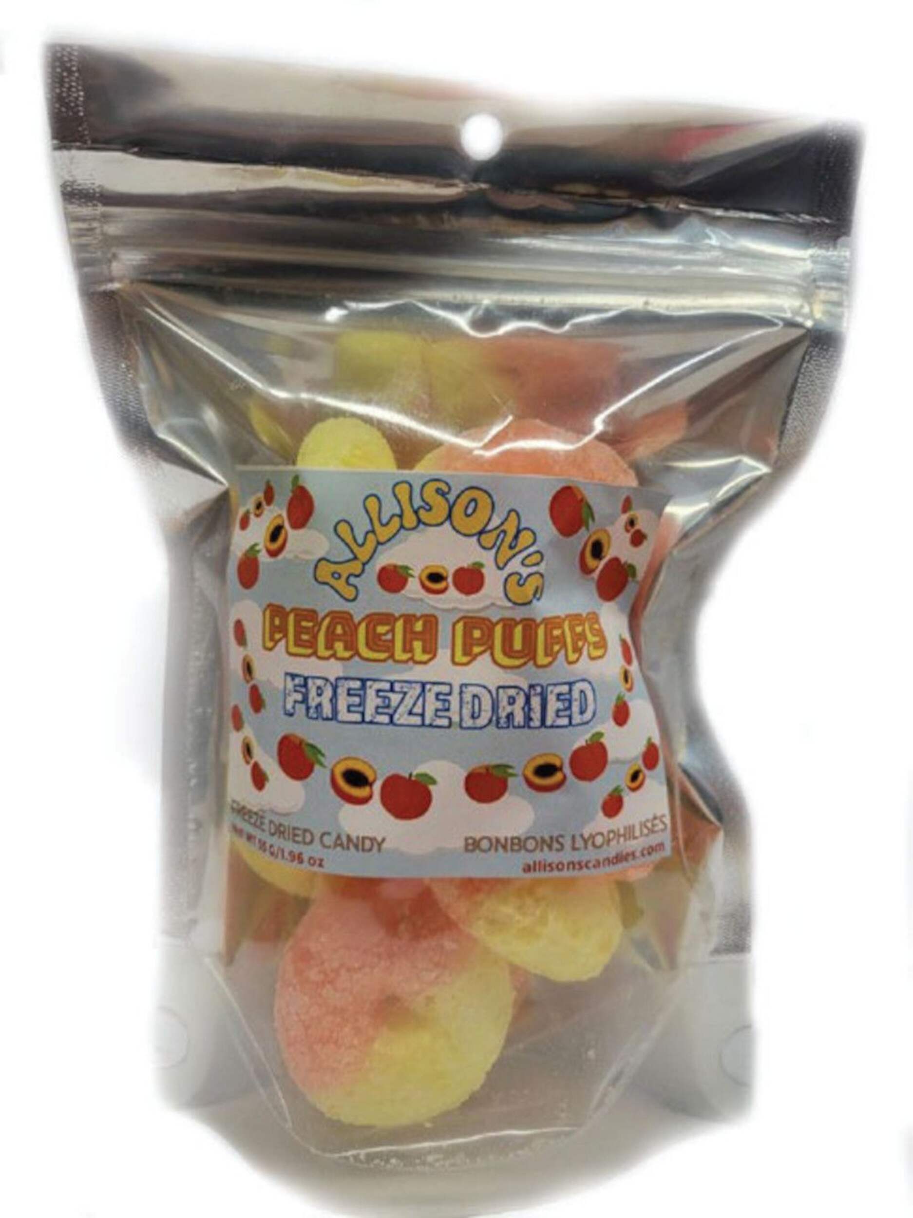 Bonbons pêche lyophilisés, 55 g Front_Flat