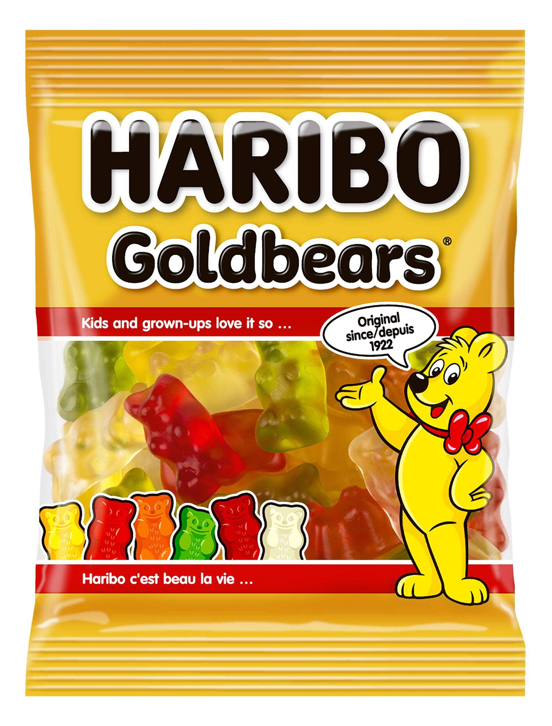 Sacs mini ours en gelée en vrac Haribo Goldbear, fruits assortis, bonbon tendre, pour fête d'anniversaire/cadeaux-surprises/Halloween Front_Flat