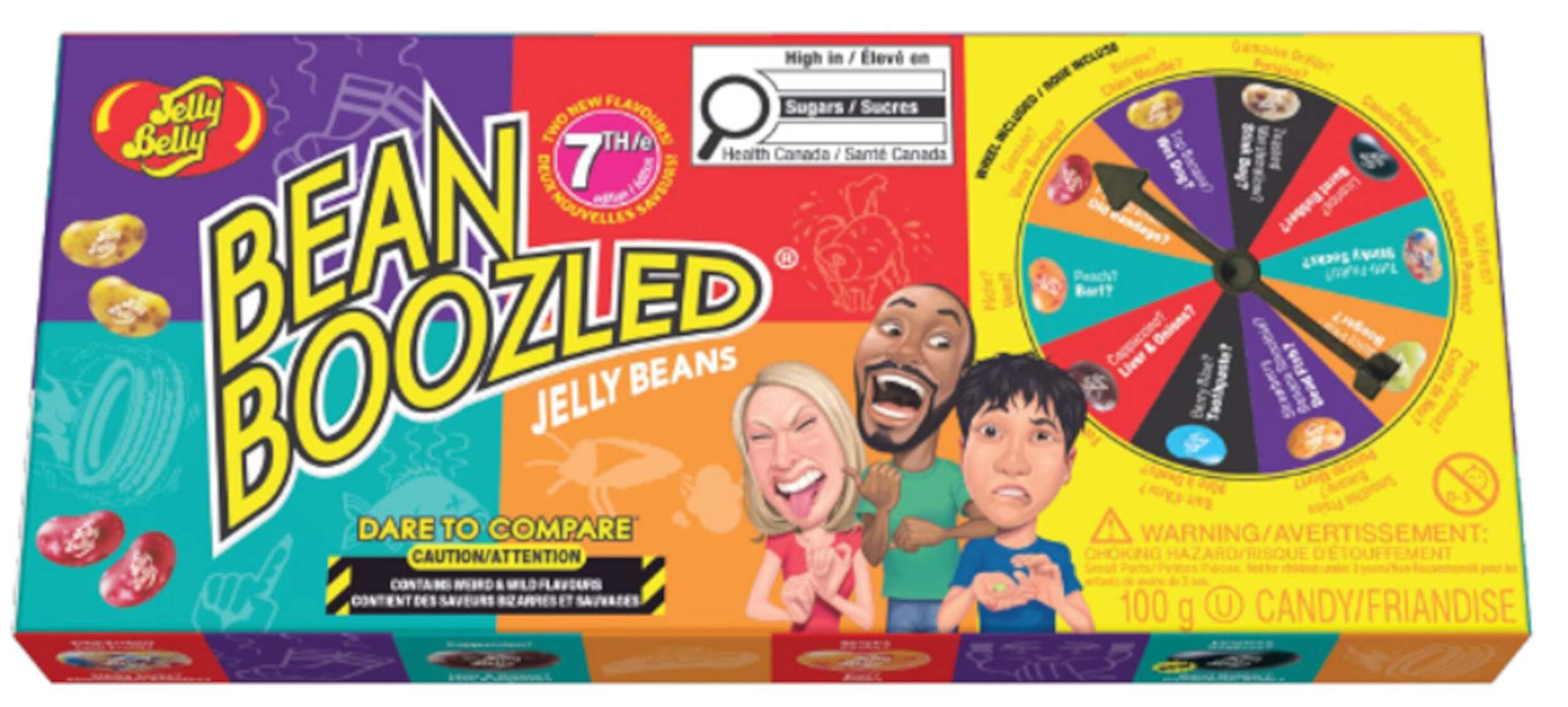 Jelly Belly Bean Boozled 7th Edition Mystery Jelly Bean Spinner Box, Good/Bad Flavours, Multi-Coloured, 100-g, Chewy Candy, for Birthday/Party Favour Front_Flat