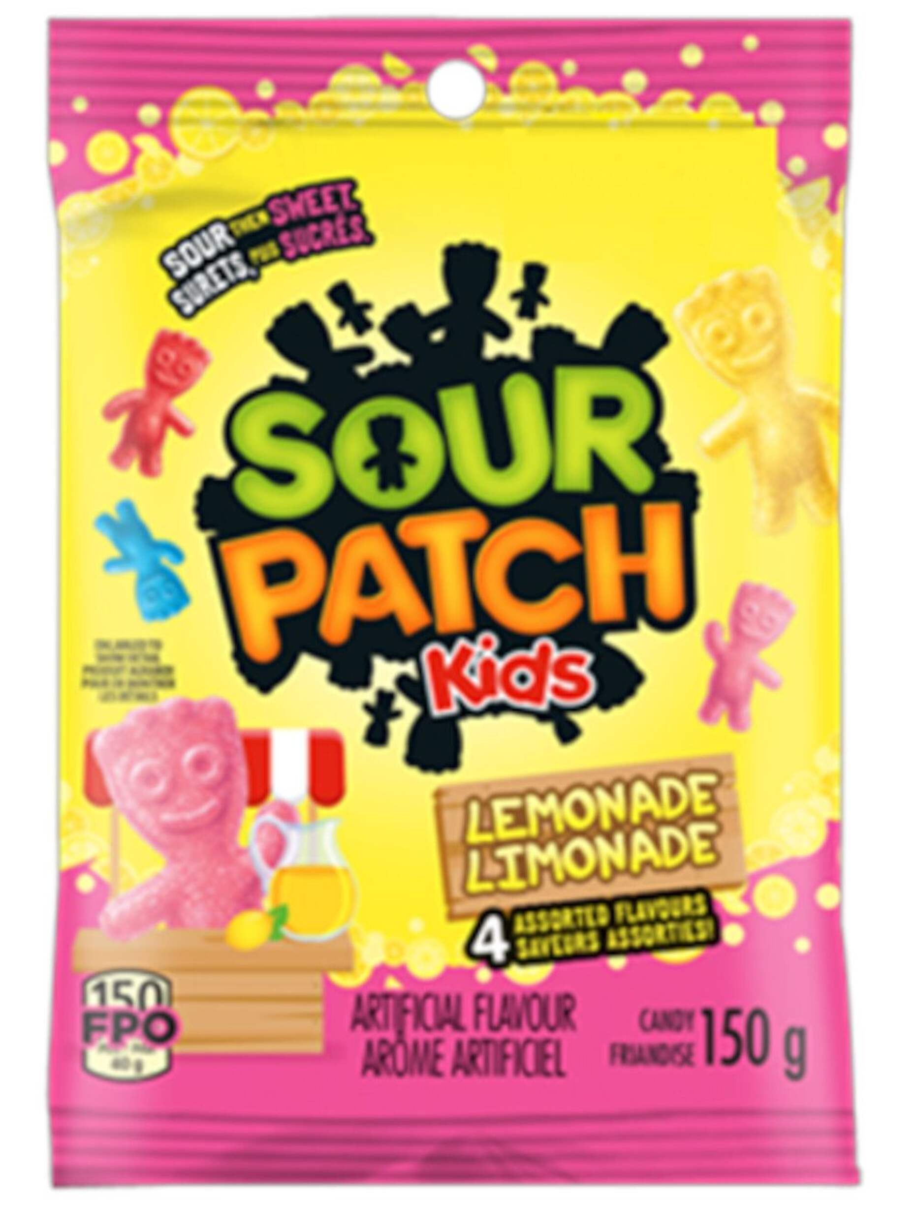 Sour Patch Kids Lemonaid Gummies, Sour & Sweet, Multi-Coloured, 150-g, Chewy Candy, for Birthday/Party Favour/Halloween Front_Flat