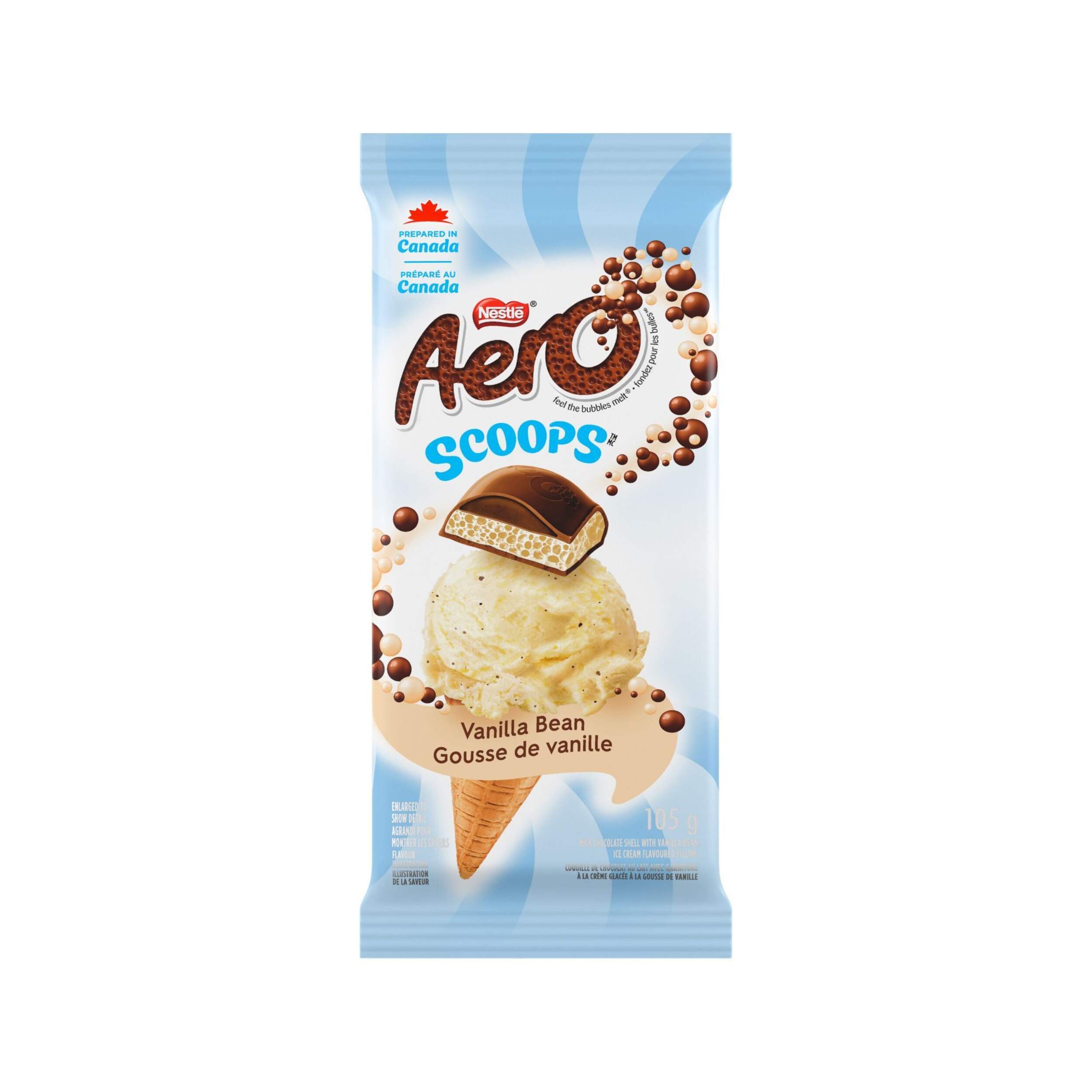 Nestle Aero Scoops 105-g Vanilla Bean Milk Chocolate Bar Front_Flat