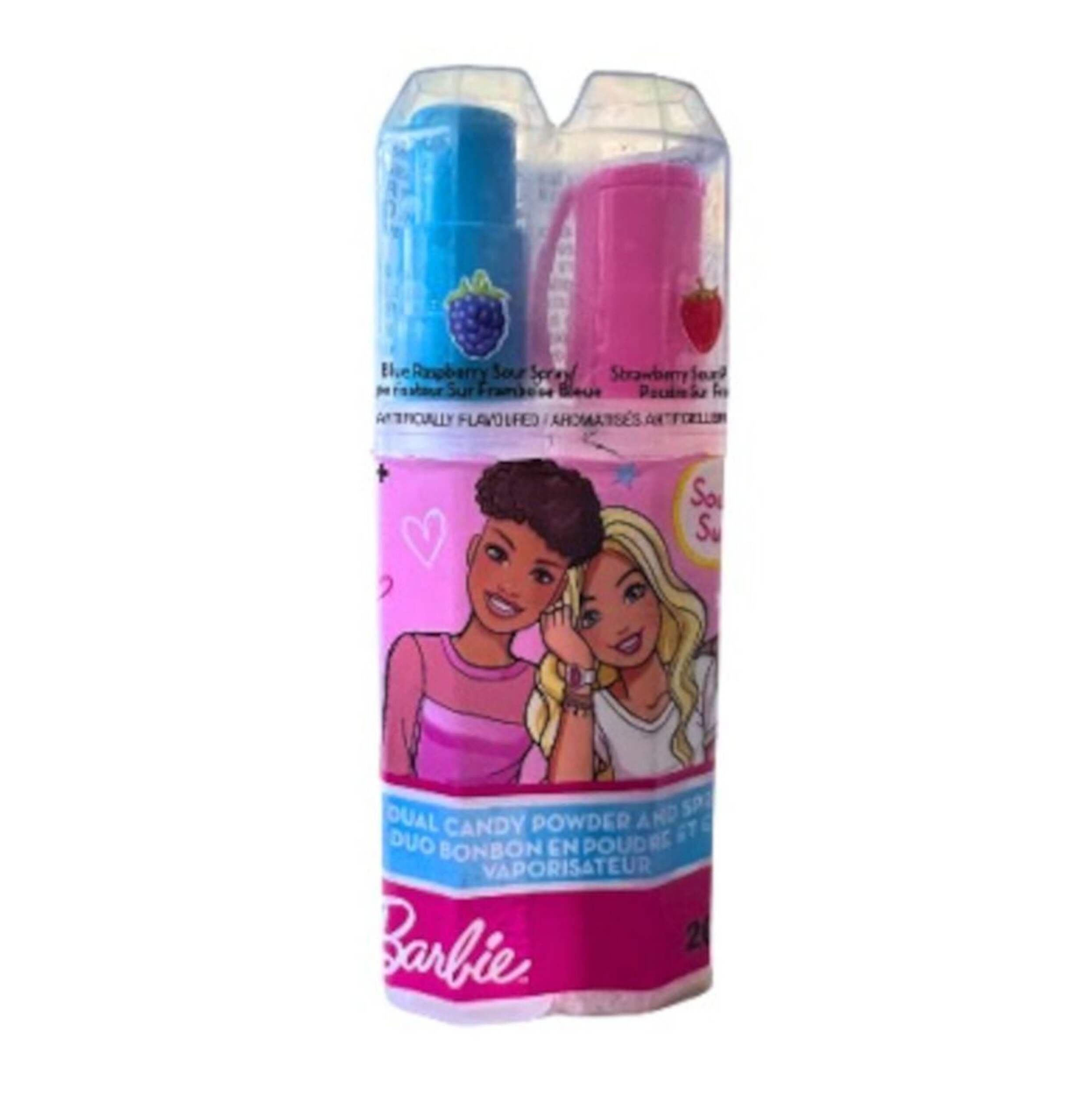 Double bonbon en poudre et vaporisateur bonbon Barbie, saveur sure Front_Flat