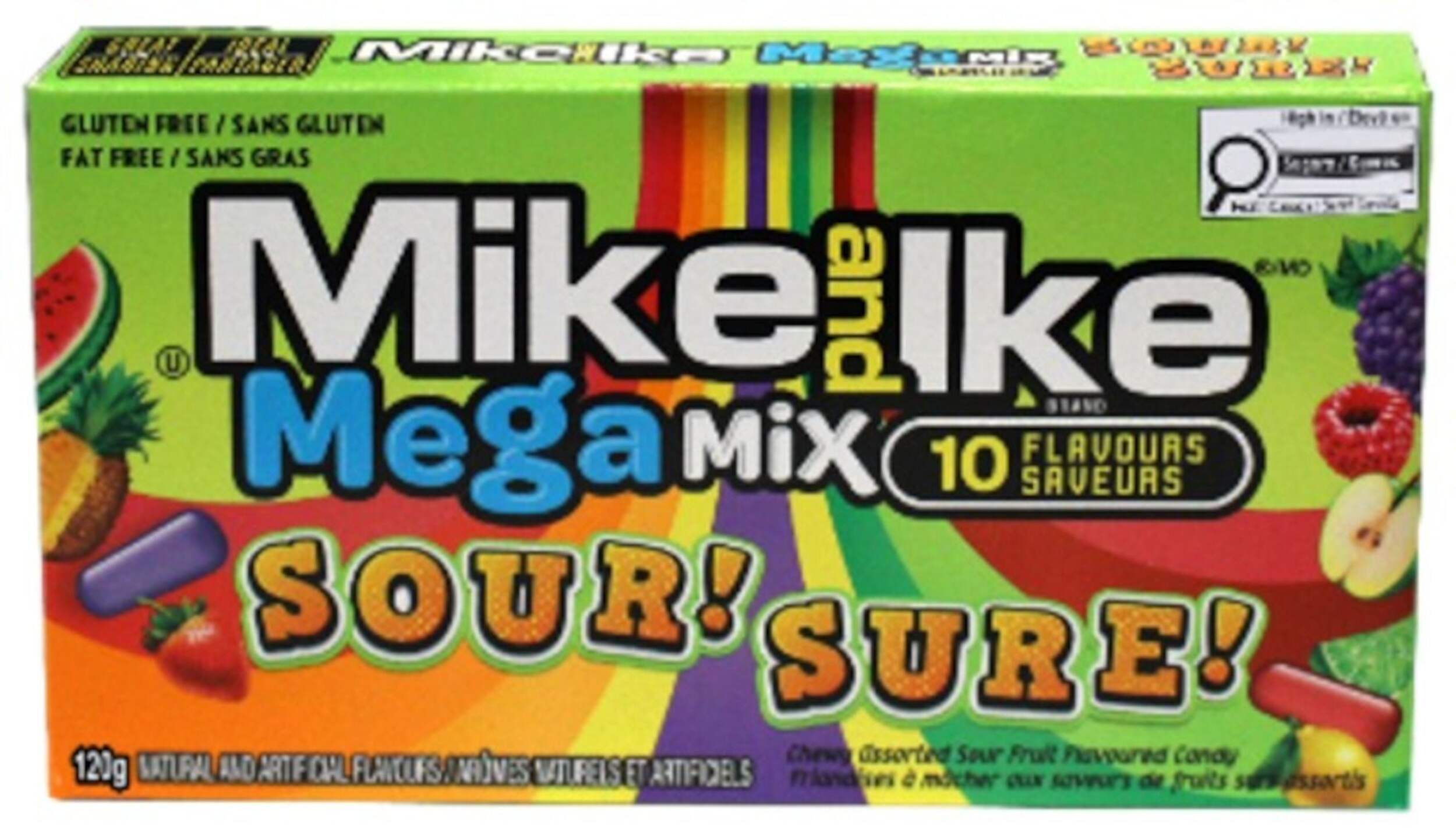 Mike & Ike Chewy 120-g Fruity Flavoured Sour Candy Mega Mix Front_Elevated
