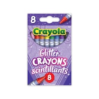 Crayola Glitter Coloured Drawing Crayons, Multi-Coloured, 8-pk, for Arts & Crafts/Birthday Favour Front_Flat