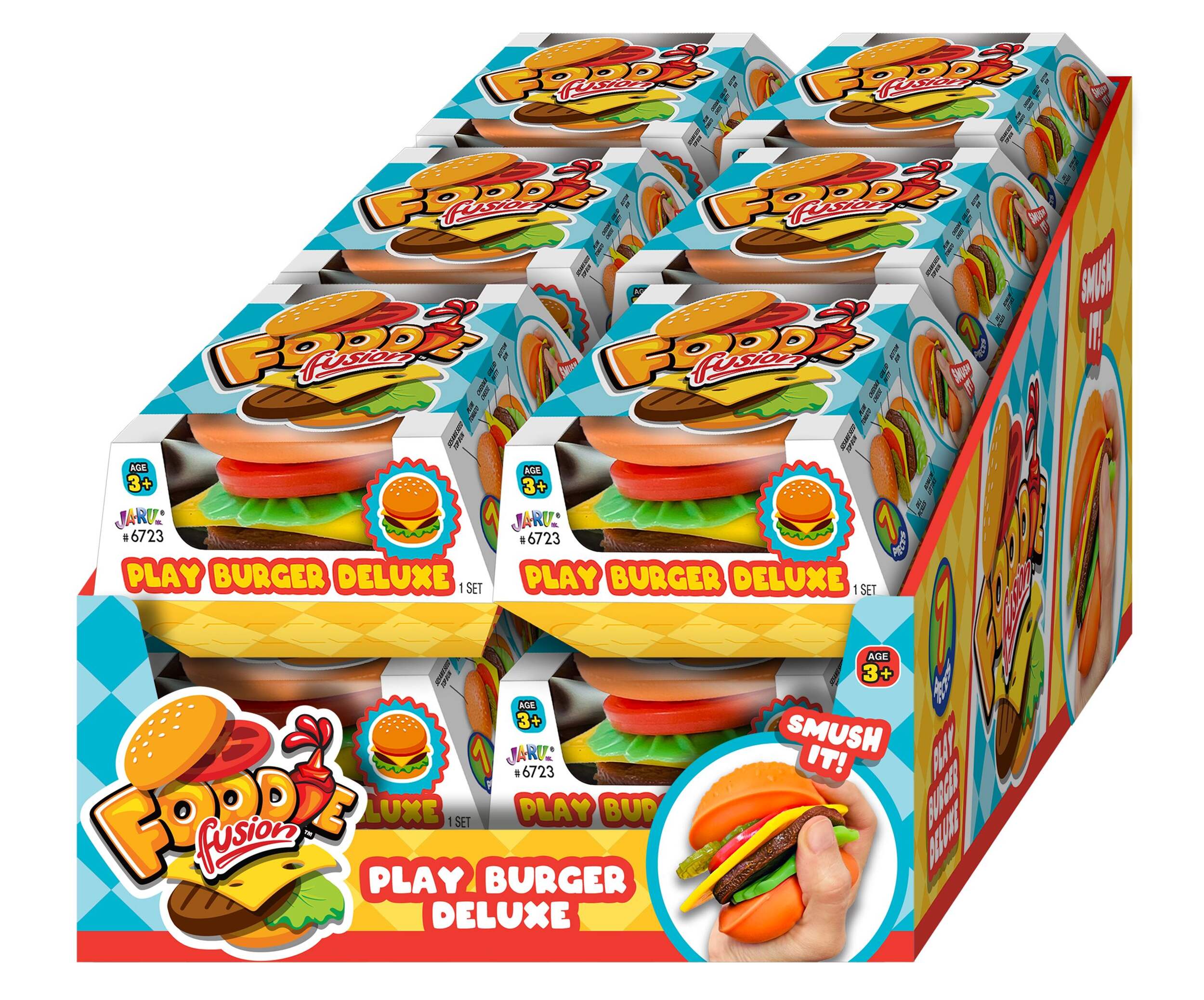 Fast-Food Hamburger Deluxe Squishy Sensory Toy, Multi-Coloured, Assortment Front_Angled_Left