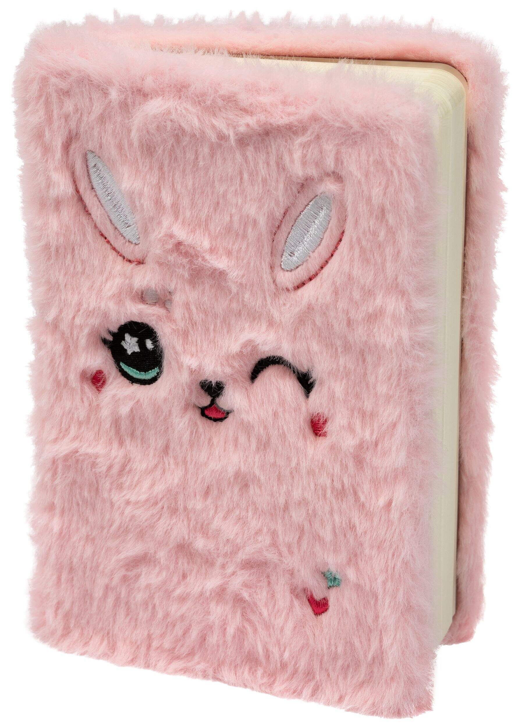 Carnet en peluche lapin, rose, 50 pages, pour arts et artisanat/cadeaux-surprises d'anniversaire Front_Angled_Left