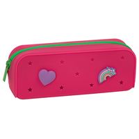 Pencil Case Set with 2 Silicone Charms for Arts & Crafts/Birthday Favour, Pink