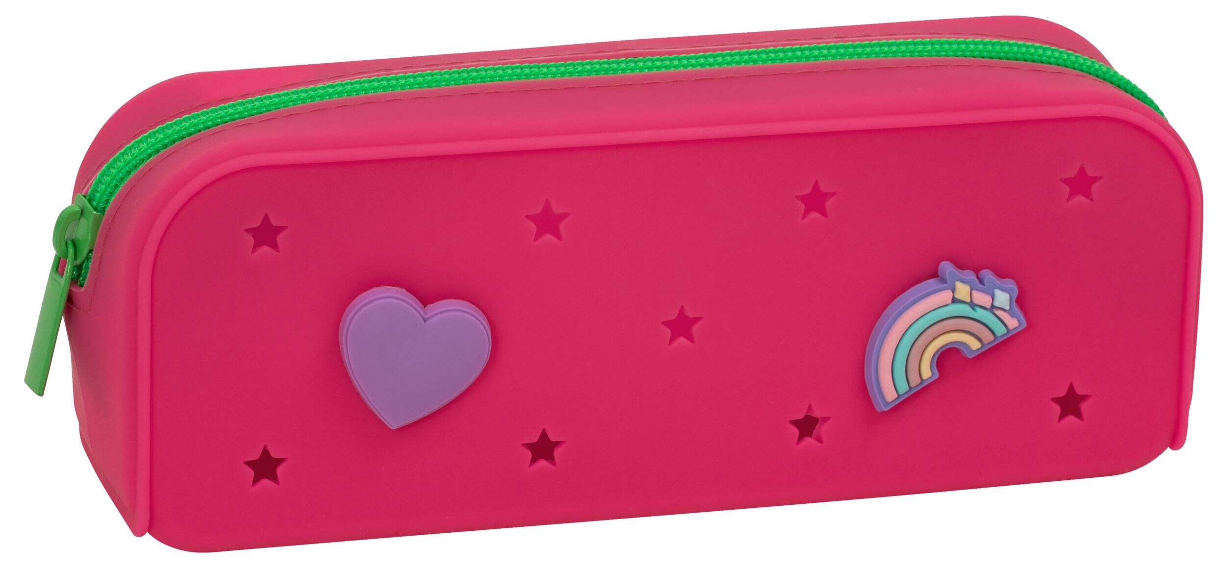 Étui à crayons avec 2 breloques en silicone, rose, pour arts et artisanat/cadeaux-surprises d'anniversaire Front_Three_Fourths_Angled_Right