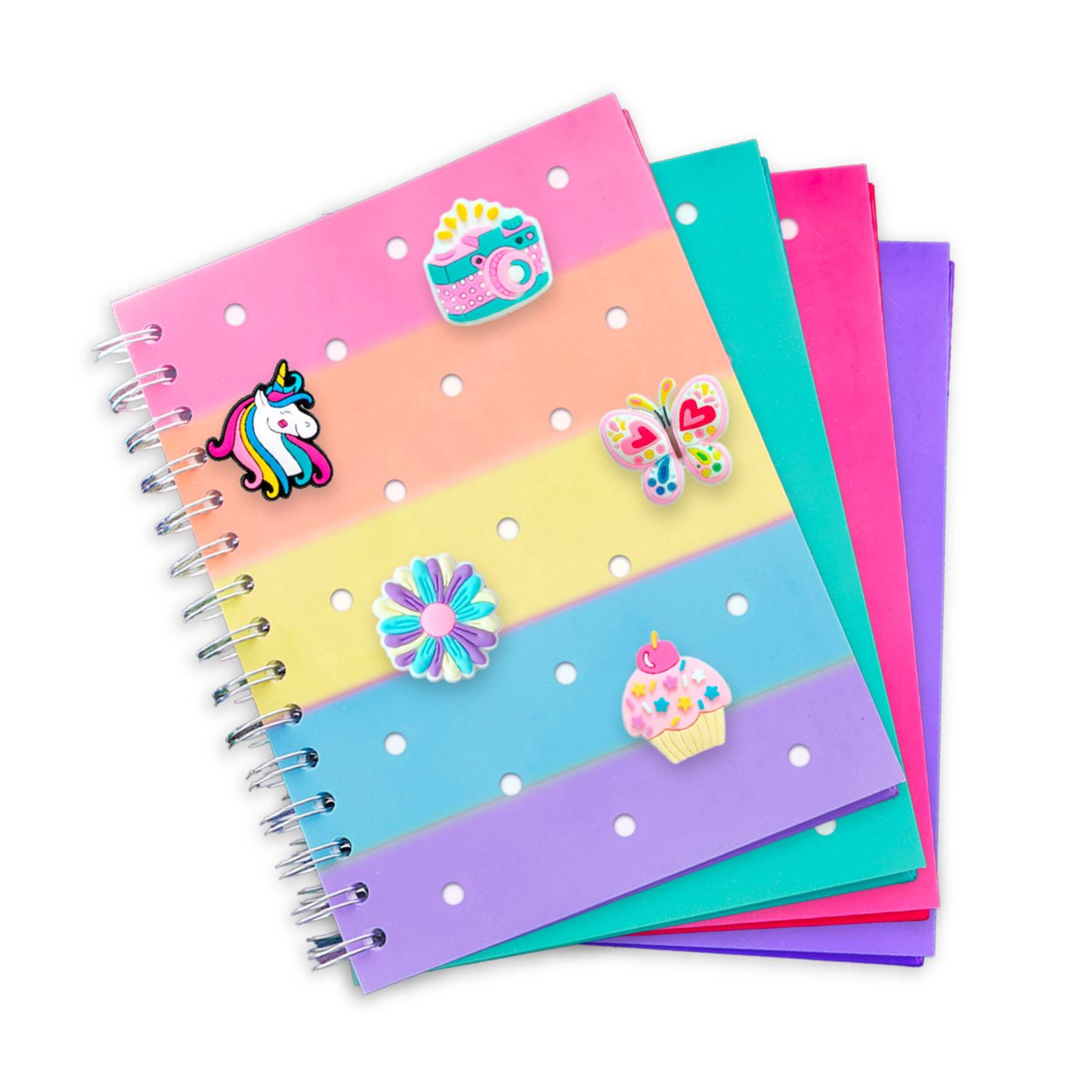 Carnet Charmz avec couverture en silicone, arc-en-ciel, pour arts et artisanat/cadeaux-surprises d'anniversaire Composite_or_Mixed