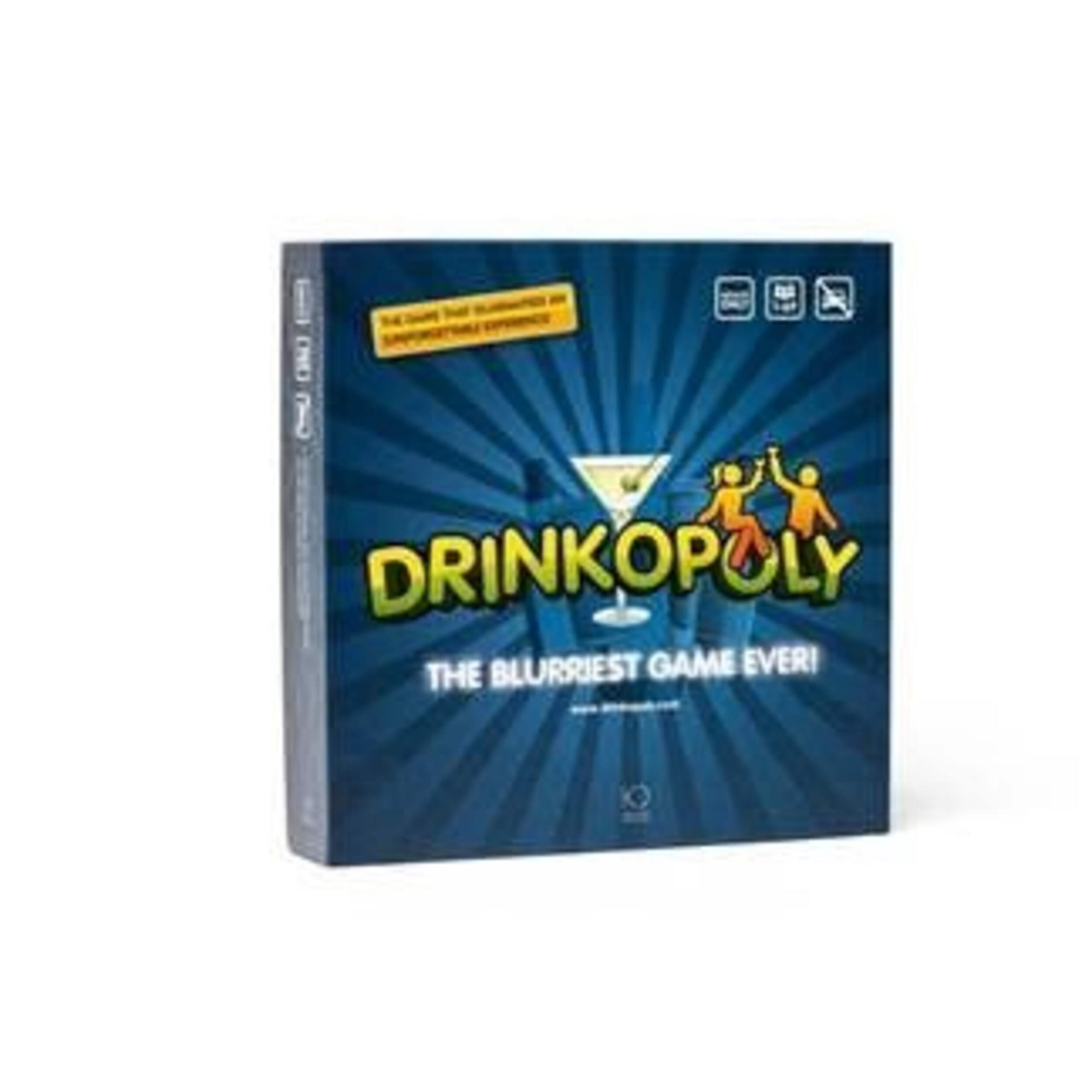 Drinkopoly Party Board Game with Dice and Cards, Ages 19+ Front_Angled_Right