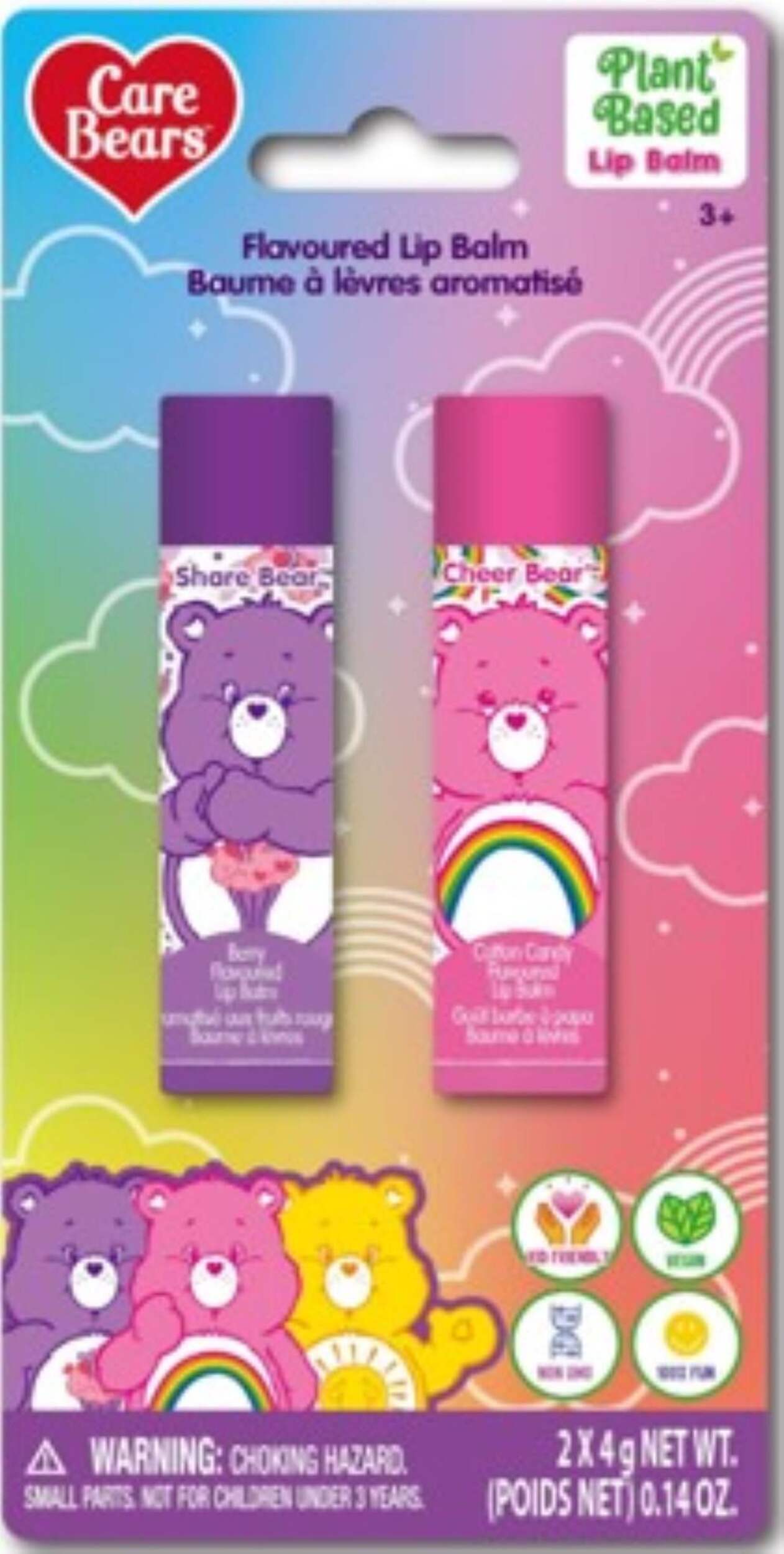 Care Bears Plant Based Moisturizing Flavoured Lip Balm, 2-pk Front_Flat