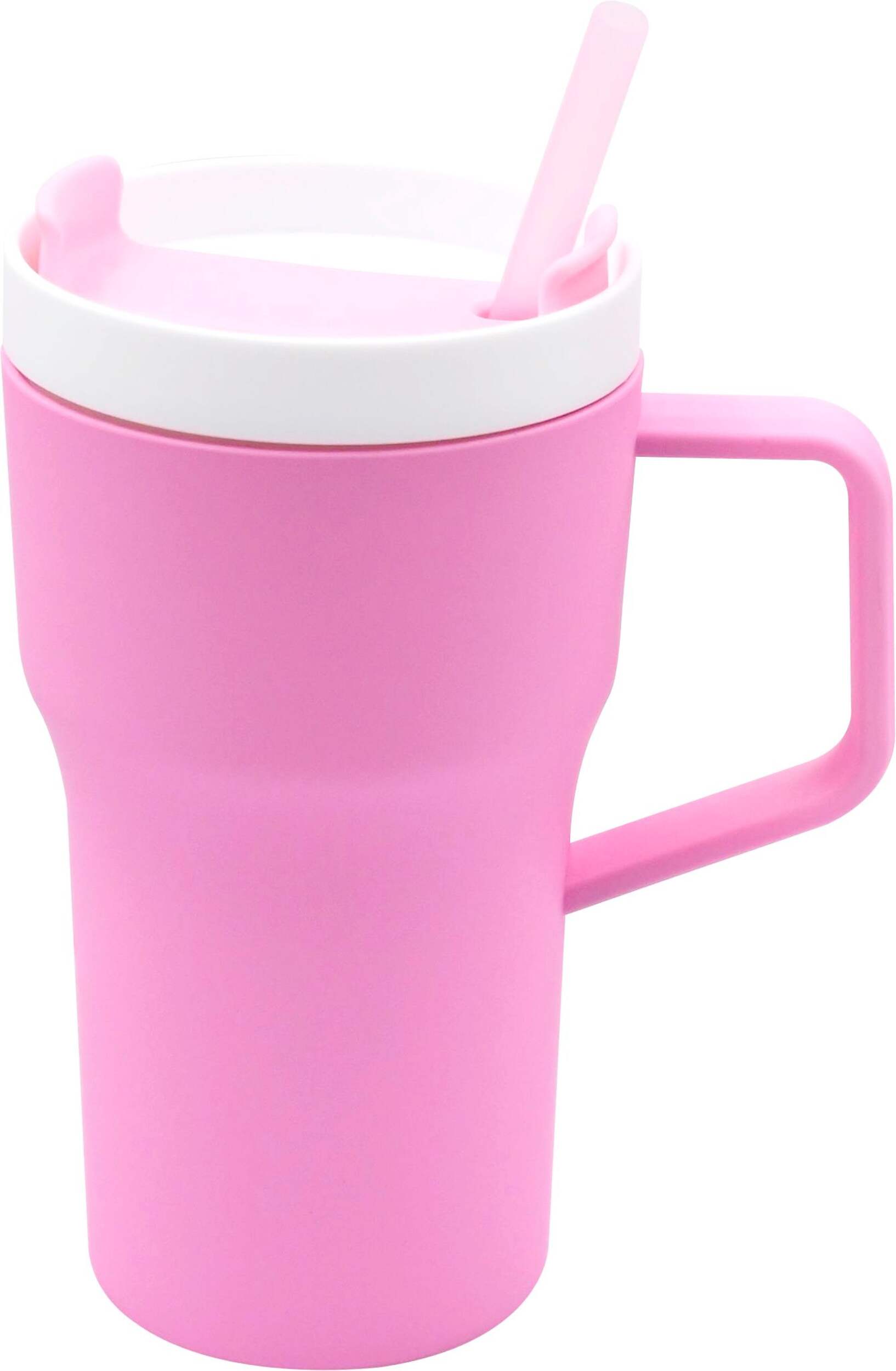 Gobelet en plastique PartyAire avec paille et 6 autocollants amovibles, 20 oz, rose Front_Elevated