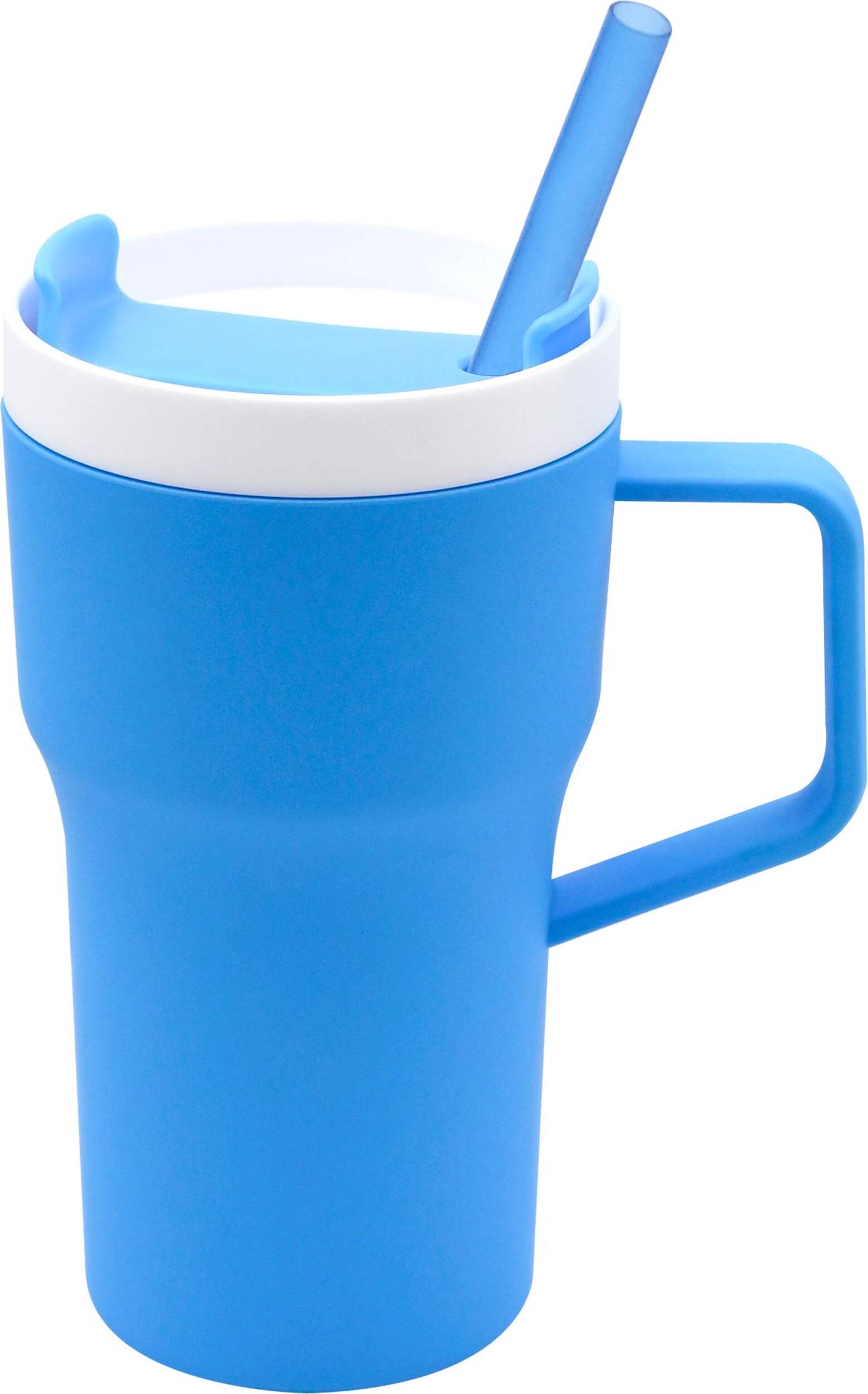 Gobelet en plastique PartyAire avec paille et 6 autocollants amovibles, 20 oz, bleu Front_Elevated