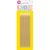 Stick Tall Metallic Wax Candles, Assorted Colours, 5-in, 12-pk, for Birthday Party Front_Flat