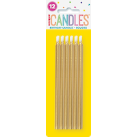 Stick Tall Metallic Wax Candles, Assorted Colours, 5-in, 12-pk, for Birthday Party Front_Flat