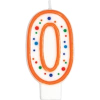 0-9 Number Outline Wax Candle, Multi-Coloured, Polka Dots, for Birthday Party/Anniversary Front_Flat