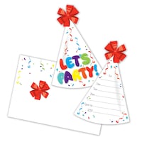Invitations pour fête en forme de chapeau d'anniversaire, paq. 8