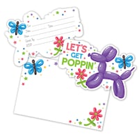 Invitations pour fête, chien en ballon, paq. 8