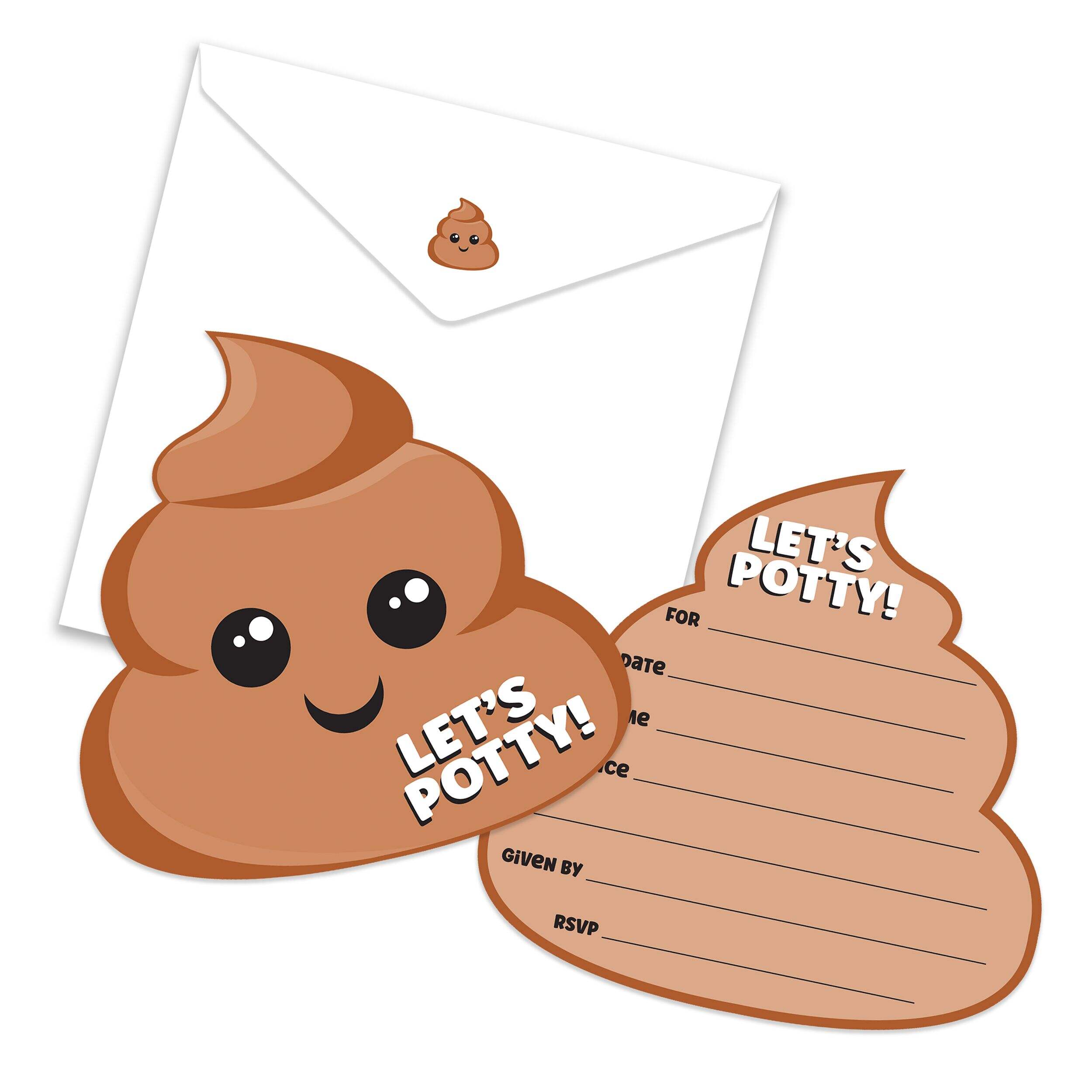 Let's Potty Emoji Party Invitations, 8-pk Front_Flat