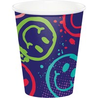 Graffiti Party Smiley Paper Disposable Cups, Multi-Coloured, 9-oz, 6-pk, for Birthday Party Front_Elevated