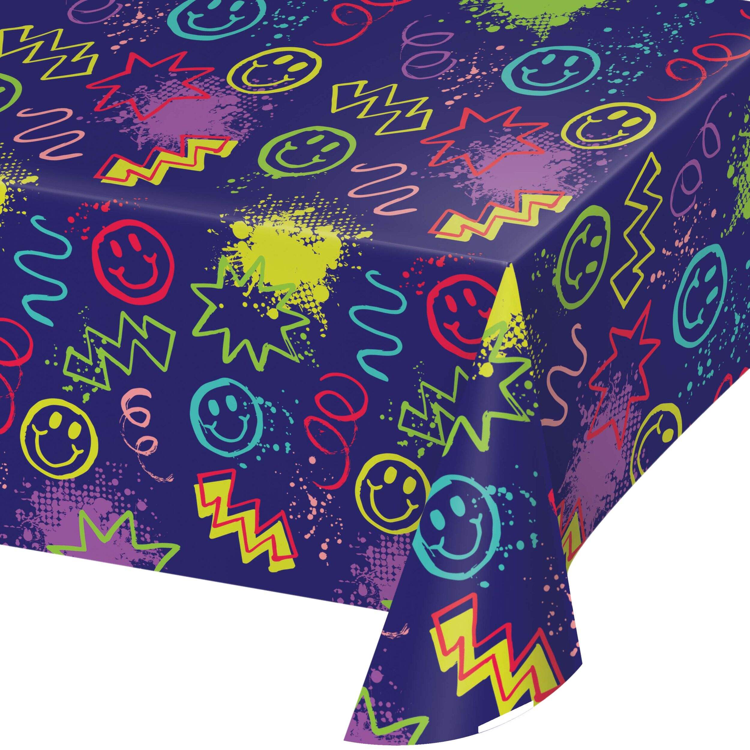 Nappe en papier jetable rectangulaire fête graffiti, multicolore, 54 x 96 po, pour fête d'anniversaire CloseUp