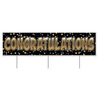 Jumbo Congratulations Plastic Yard Sign with Spikes Front_Flat