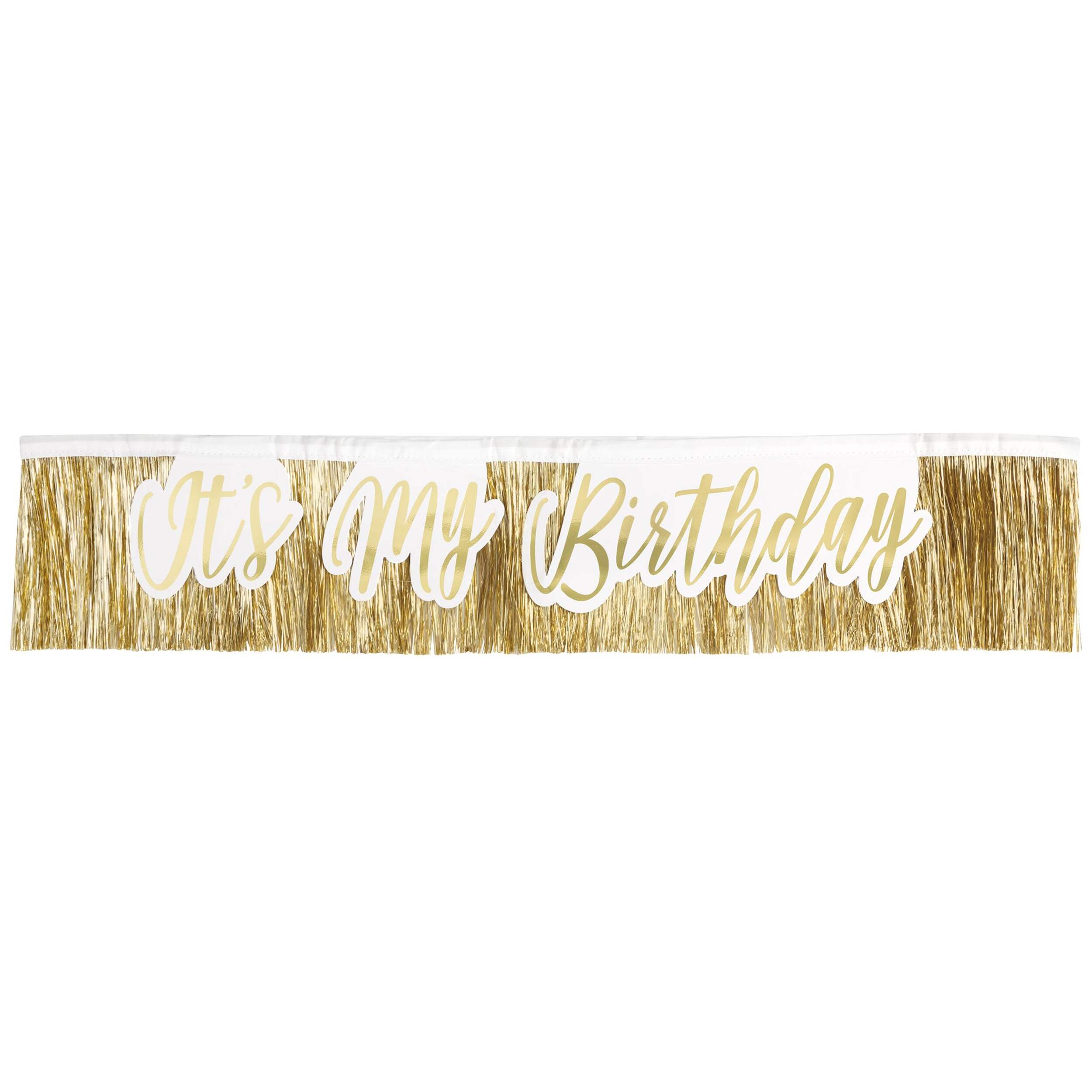 Fringe "It's My Birthday" Gold Sash Wearable Accessory, One Size Front_Flat