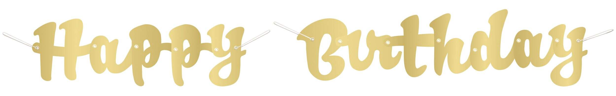 Golden Age "Happy Birthday" Gold Hanging Letter Banner Decoration Kit, 2-pc Front_Flat