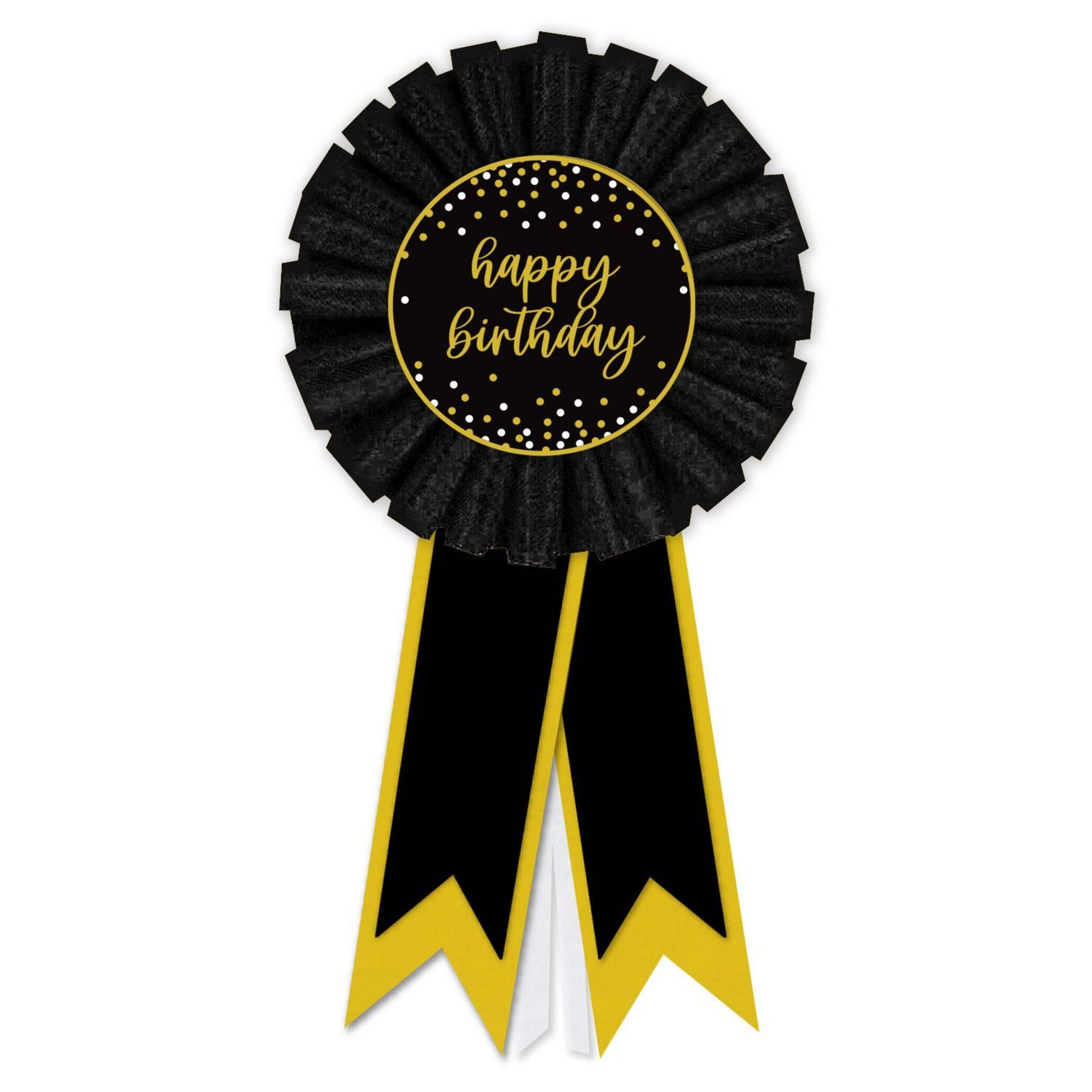 Ruban de satin Happy Birthday célébration étincelante, noir/doré, taille unique, accessoire à porter pour anniversaire Front_Flat