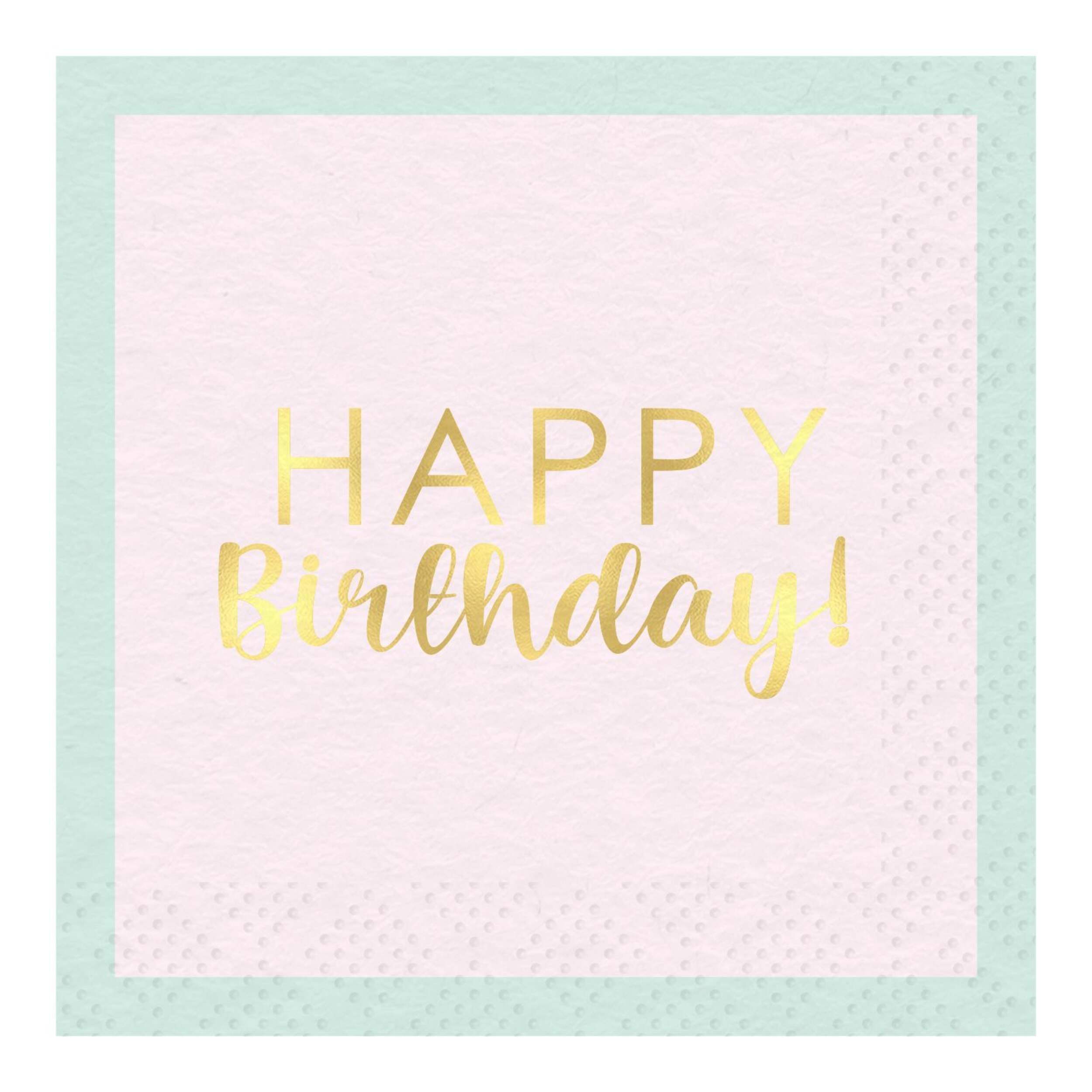 Serviettes de table carrées jetables en papier pastel, Happy Birthday, multicolore, 2 épaisseurs, 6,5 po, paq. 16, pour anniversaire marquant Overhead_Flat