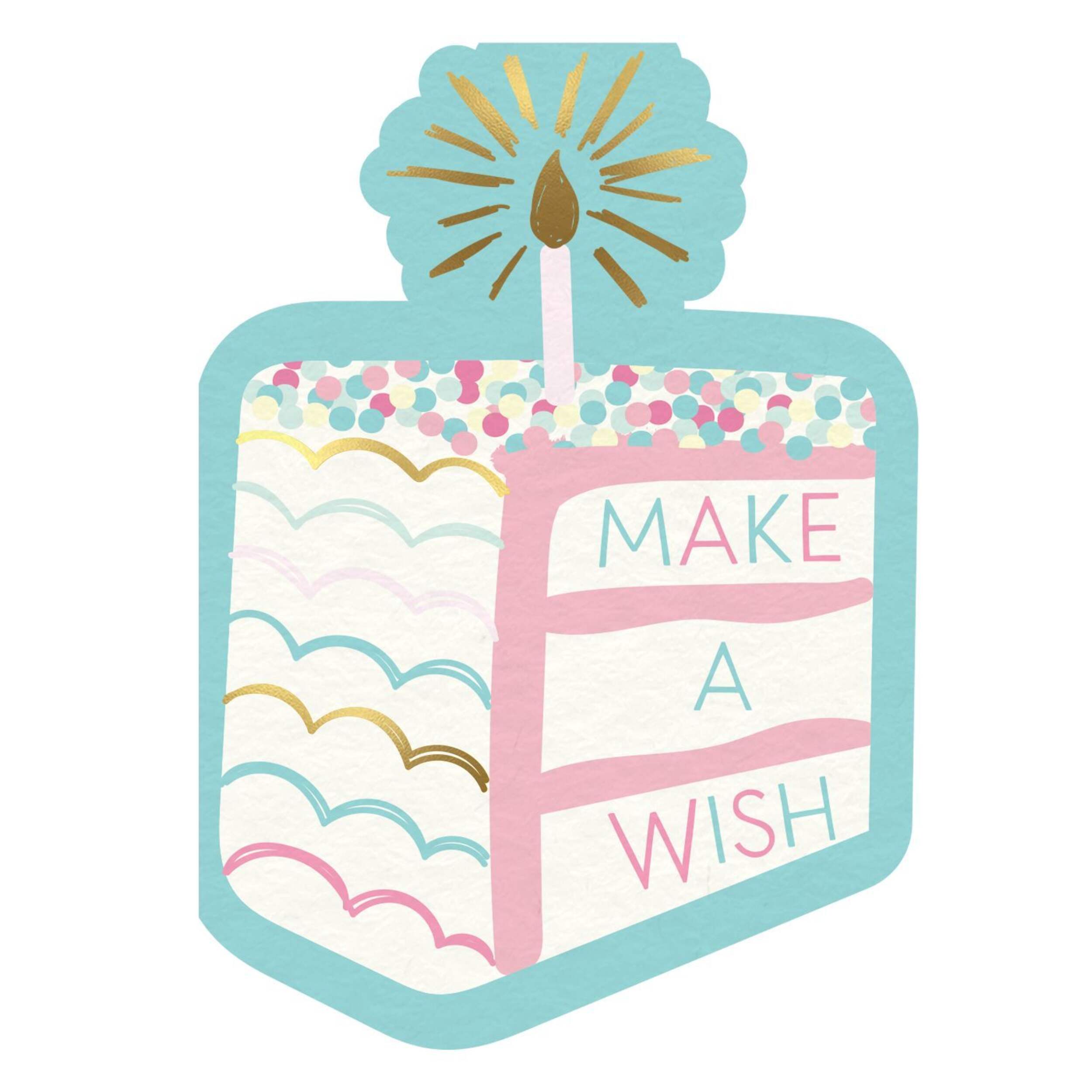 Pastel Birthday Cake 6.5-in Square 2-Ply Multicoloured Disposable Paper Dessert Napkins, 16-pk Front_Flat