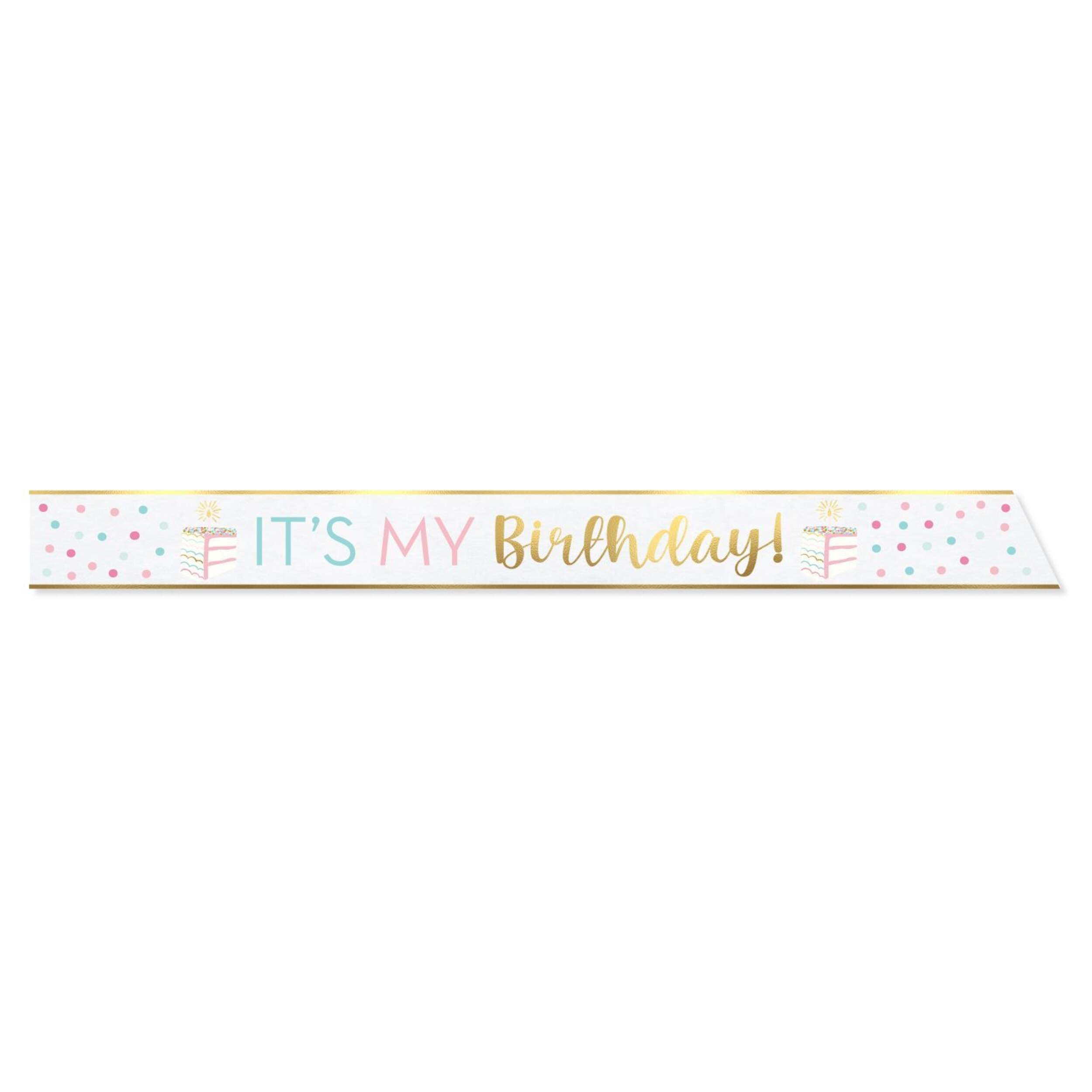 Écharpe pastel It's My Birthday, multicolore, taille unique, accessoire à porter pour anniversaire Front_Flat