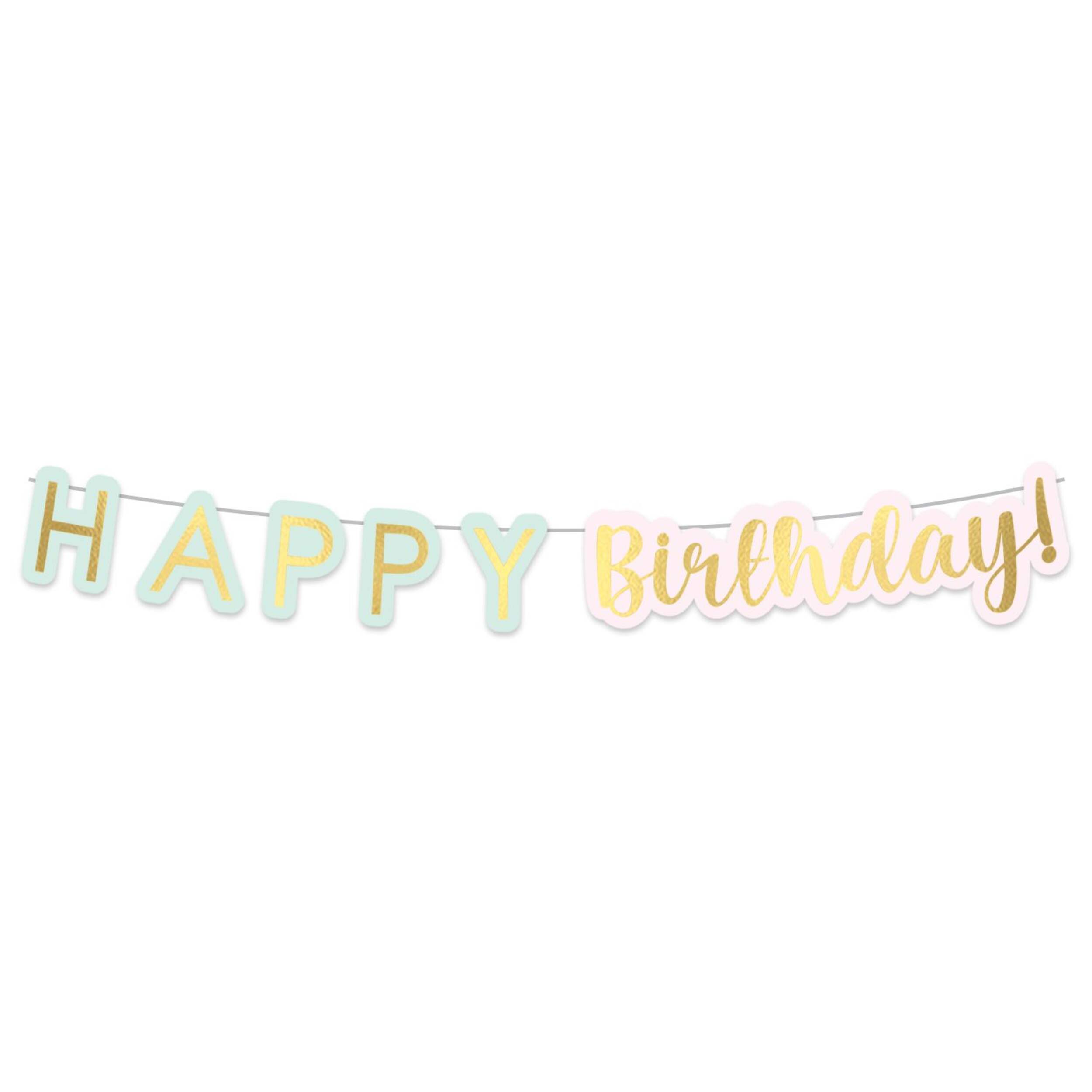 Pastel "Happy Birthday" 6-ft  Multicoloured Hanging Letter Banner Decoration Front_Flat