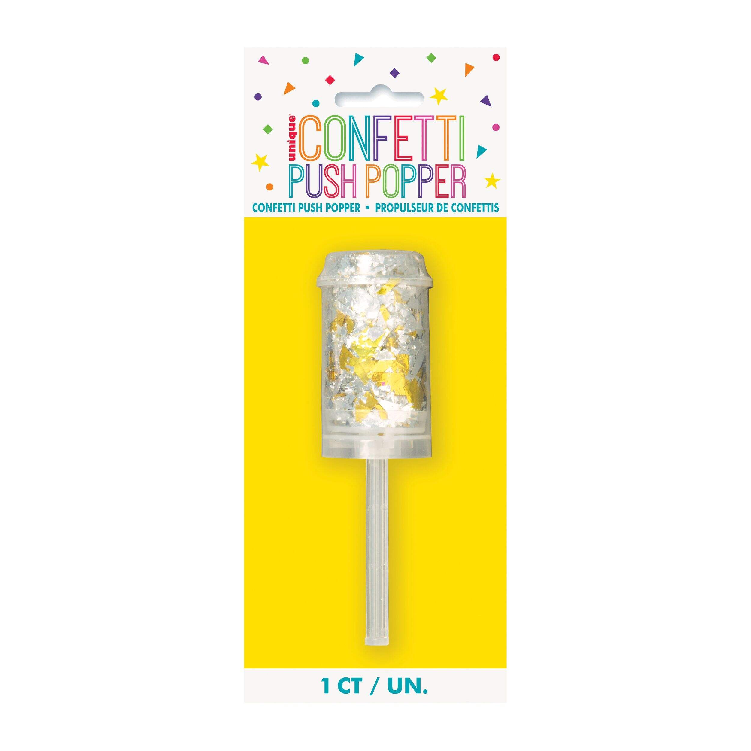 Gold/Silver Foil Confetti Push Cannon Party Popper Front_Flat