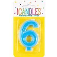 0-9 Number Raised Border Wax Candle, Blue, 5.25-in, for Birthday/Anniversary/Milestone Front_Flat