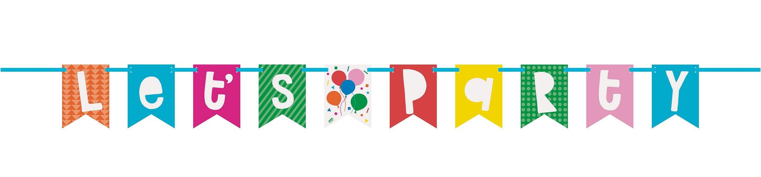 Colourful Balloons "Let's Party" 6-ft Multicoloured Pennant-Style Hanging Letter Banner Composite_or_Mixed