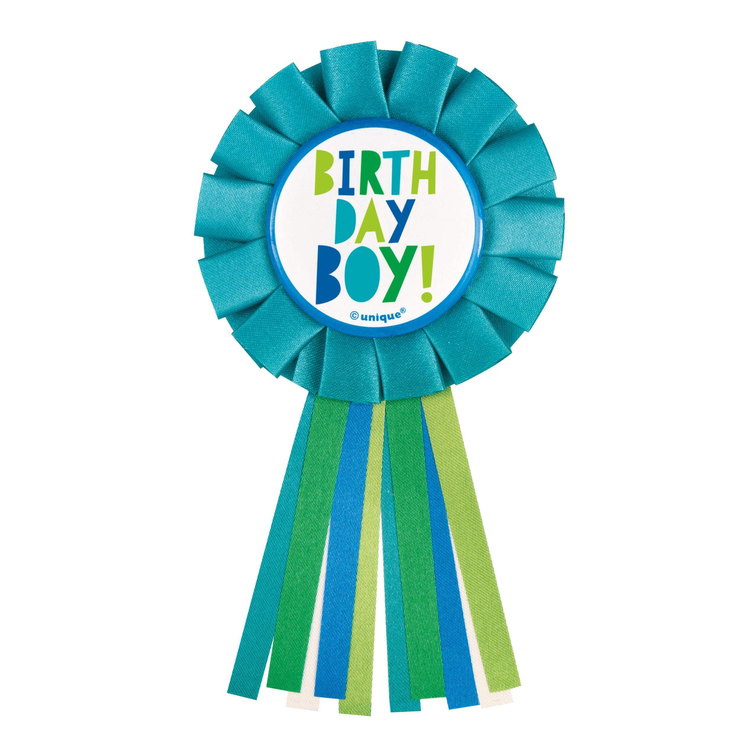 "Birthday Boy" Multicoloured Award Badge with Ribbon Tassels Front_Flat