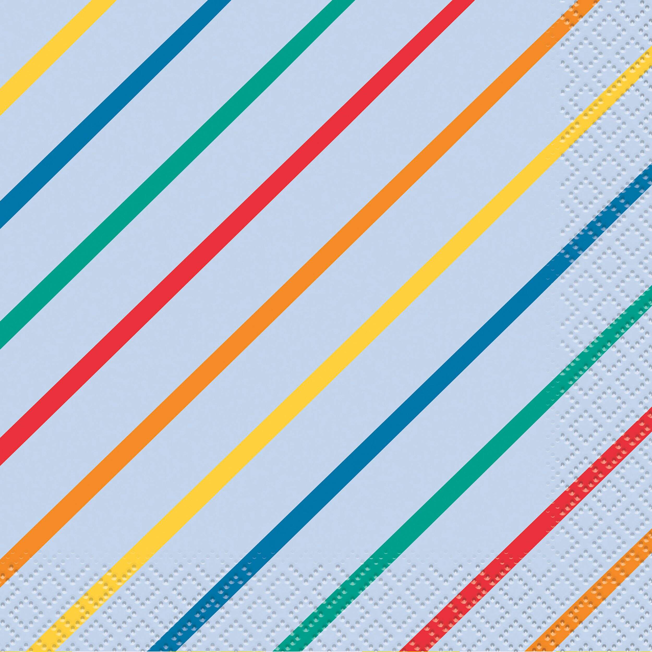 Serviettes à boissons carrées jetables en papier rayé Reason to Celebrate, multicolore, 5,25 po, paq. 16, 2 épaisseurs, pour anniversaire Overhead_Flat