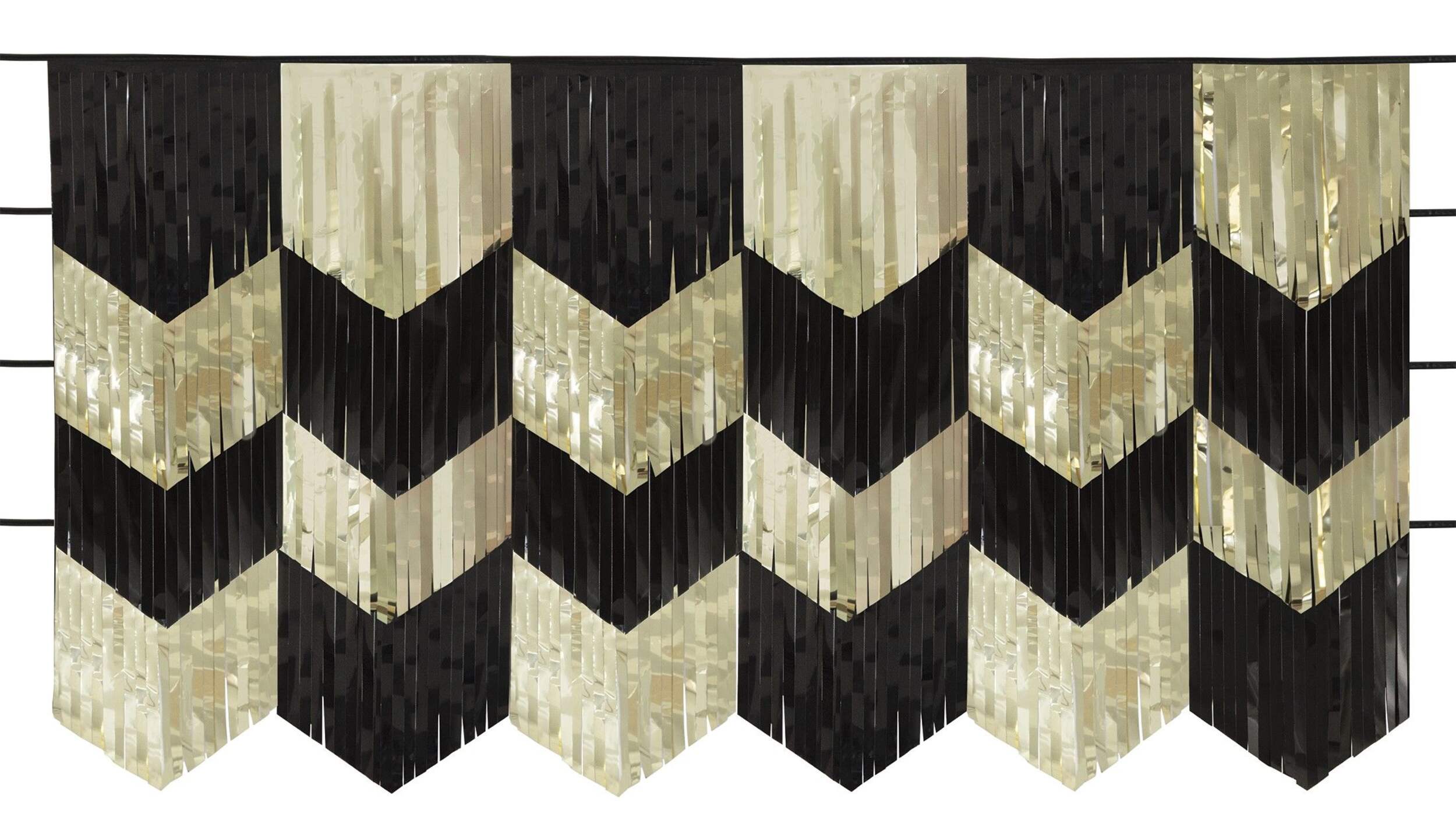 Sparkling Celebration 6-ft Indoor Scalloped Fringe Garland Wall Backdrop Kit, 4-pc Front_Flat