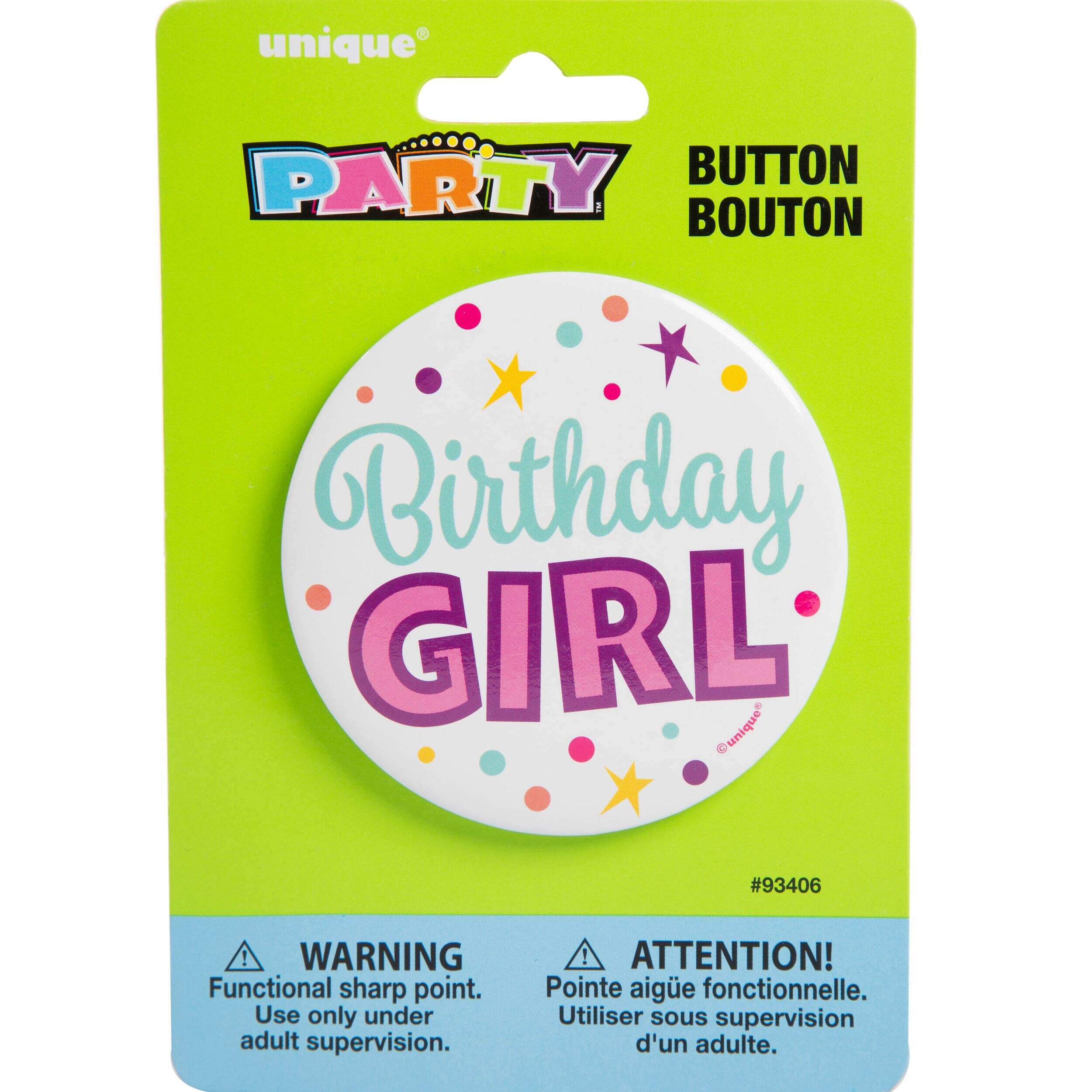 Birthday Vibes "Birthday Girl" 3-in Multicoloured Button Wearable Accessory Front_Flat