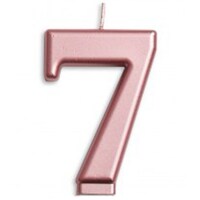 Bougie en cire en forme de 7, or rose, 3,25 po, pour anniversaire/événement important Front_Flat