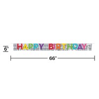 "Happy Birthday" 5.5-ft Multicoloured Fringe Letter Banner Front_Flat