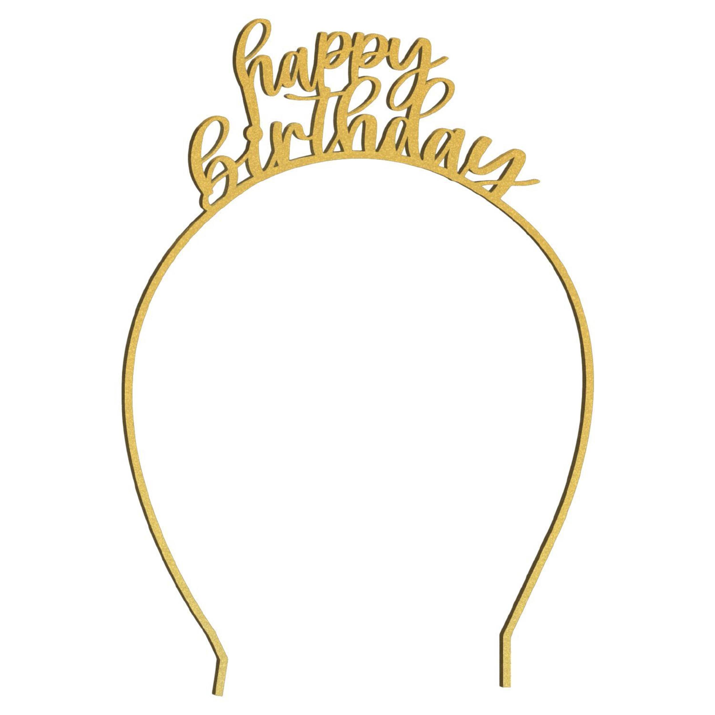 Serre-tête Happy Birthday Golden Age, doré, taille unique, accessoire à porter pour anniversaire Front_Flat