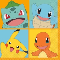 Nintendo Pokémon Pikachu Paper Disposable Lunch Napkins, Blue/Yellow, 6.5-in, 16-pk, for Birthday Party Front_Flat