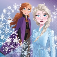 Disney Frozen Elsa & Anna Square Paper Disposable Lunch Napkins, Blue, 6.5-in, 16-pk, 2-ply, for Birthday Party