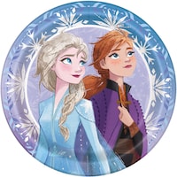 Disney Frozen Anna & Elsa Square Paper Disposable Lunch Plates,Blue/Purple, 9-in, 8-pk, for Birthday Party
