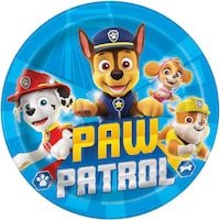 Nickelodeon PAW Patrol Round Paper Disposable Lunch Plates, Blue, 9-in, 8-pk, for Birthday Party Overhead_Flat
