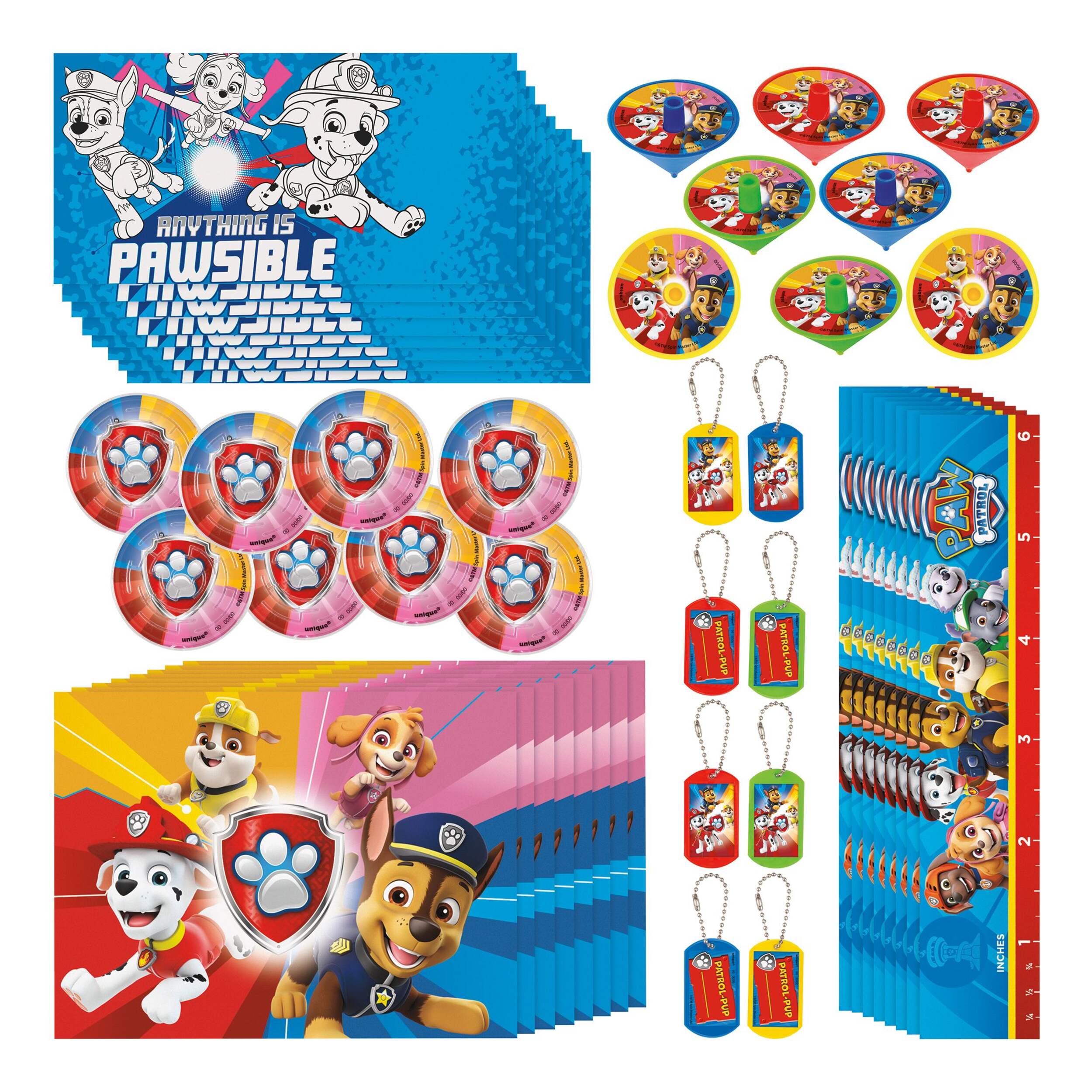 Nickelodeon PAW Patrol "Ready for Action" Chase/Skye/Marshall Mega Mix Party Favour Pack, Red/Blue/Green, 48-pk, for Birthday/Party Favour Composite_or_Mixed